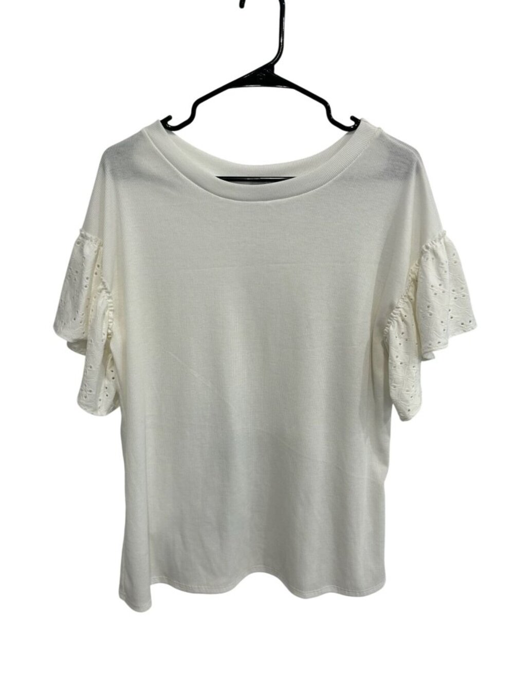 Thyme + Honey XL White Eyelet Ruffle Sleeve Top Cottagecore Coquette
